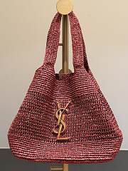 YSL Icare Medium In Raffia Rouge Cabernet - 31-46x28x5-15cm - 6