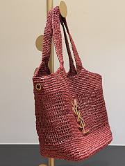YSL Icare Medium In Raffia Rouge Cabernet - 31-46x28x5-15cm - 4