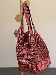 YSL Icare Medium In Raffia Rouge Cabernet - 31-46x28x5-15cm - 3