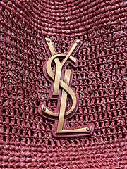YSL Icare Medium In Raffia Rouge Cabernet - 31-46x28x5-15cm - 2