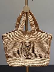 YSL Icare Medium In Raffia Rouge Natural - 31-46x28x5-15cm - 1