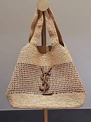 YSL Icare Medium In Raffia Rouge Natural - 31-46x28x5-15cm - 5