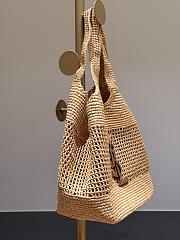 YSL Icare Medium In Raffia Rouge Natural - 31-46x28x5-15cm - 4