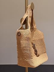 YSL Icare Medium In Raffia Rouge Natural - 31-46x28x5-15cm - 3