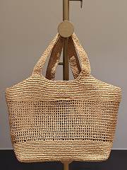 YSL Icare Medium In Raffia Rouge Natural - 31-46x28x5-15cm - 2
