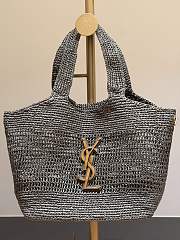 YSL Icare Medium In Raffia Rouge Gray - 31-46x28x5-15cm - 2
