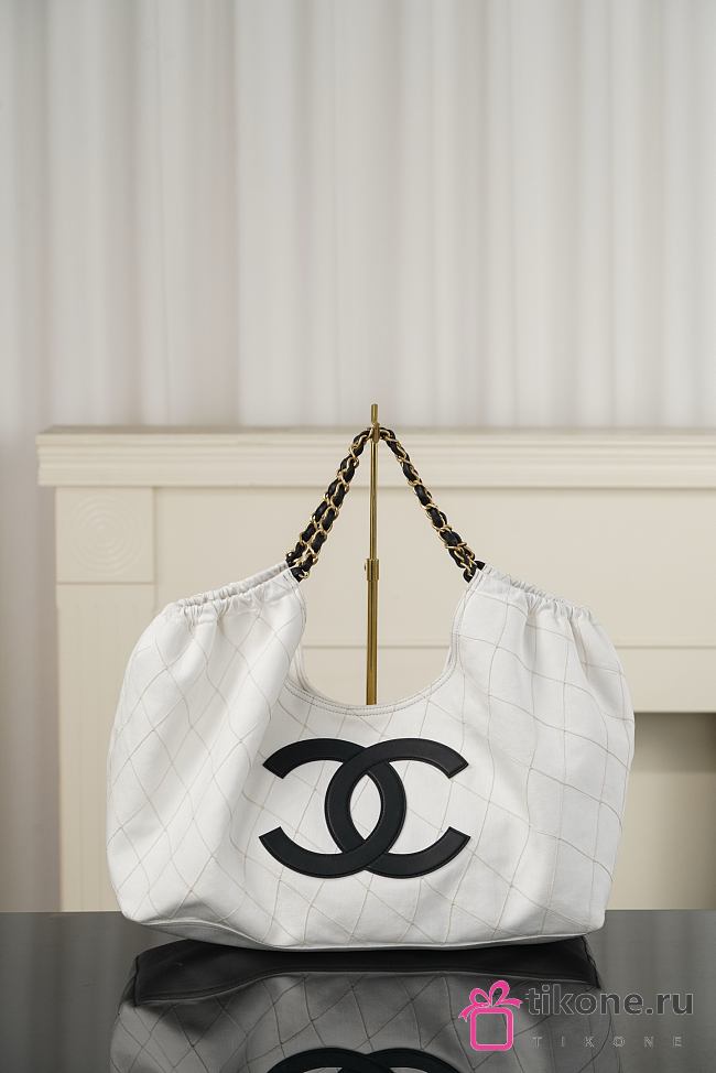 Chanel Small Tote Denim, Calfskin & Gold Metal White & Black AS6191 - 43x20x17cm - 1