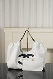 Chanel Small Tote Denim, Calfskin & Gold Metal White & Black AS6191 - 43x20x17cm - 4