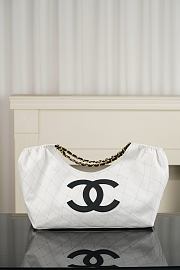 Chanel Small Tote Denim, Calfskin & Gold Metal White & Black AS6191 - 43x20x17cm - 3