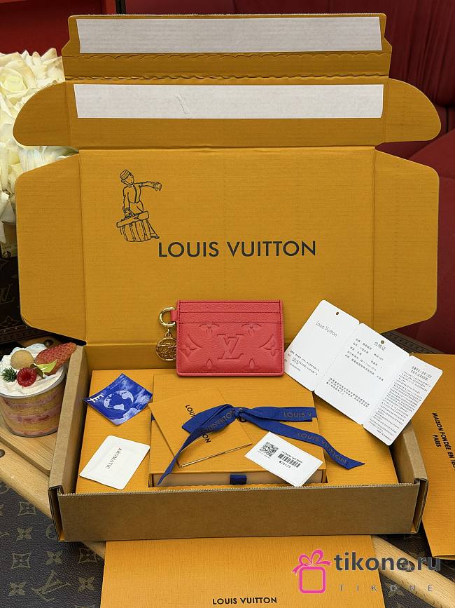 LV Charms Card Holder Monogram Empreinte Leather Strawberry Pink M28129 - 10.2x7.3x0.3cm - 1