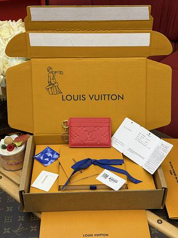 LV Charms Card Holder Monogram Empreinte Leather Strawberry Pink M28129 - 10.2x7.3x0.3cm