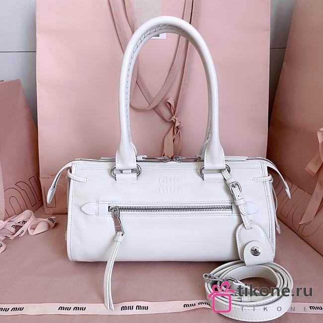Miumiu Nappa Leather Handbag White 5BA333 - 29x15x13cm - 1