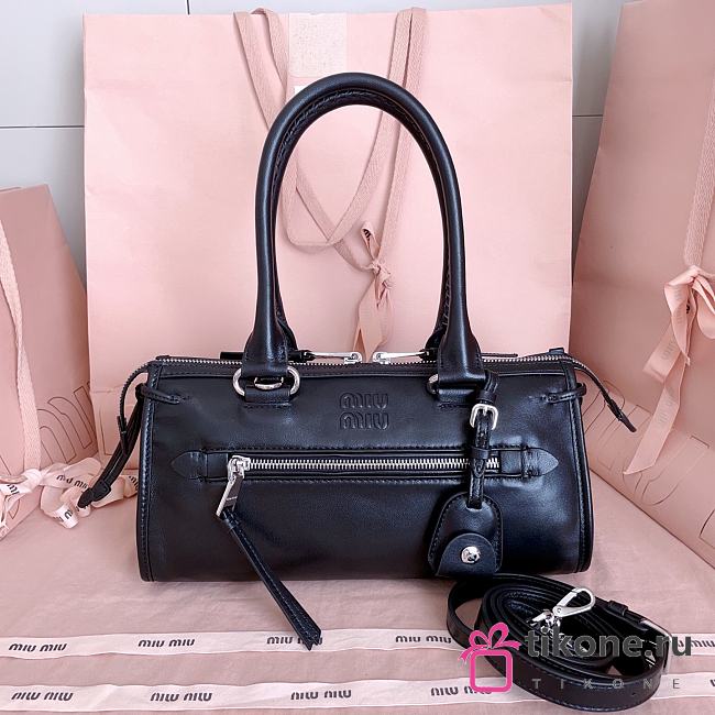 Miumiu Nappa Leather Handbag Black 5BA333 - 29x15x13cm - 1