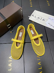 Alaia Lemon Yellow Ballet Flats In Fishnet - 1