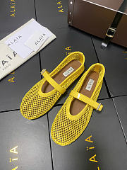 Alaia Lemon Yellow Ballet Flats In Fishnet - 6