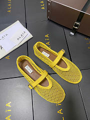 Alaia Lemon Yellow Ballet Flats In Fishnet - 4