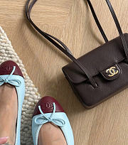 Combo Chanel Clutch with Leather Strap Brown+ Ballet Flats Blue & Burgundy - 2