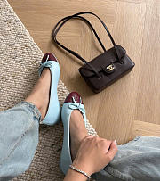 Combo Chanel Clutch with Leather Strap Brown+ Ballet Flats Blue & Burgundy - 3