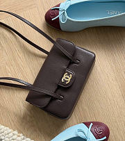 Combo Chanel Clutch with Leather Strap Brown+ Ballet Flats Blue & Burgundy - 5