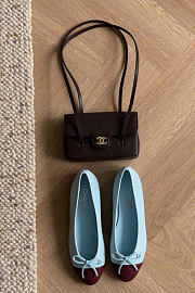 Combo Chanel Clutch with Leather Strap Brown+ Ballet Flats Blue & Burgundy - 6
