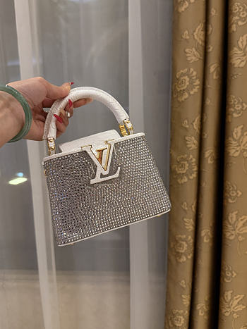 LV Capucines Mini White Full Crystal - 21x13.6x8cm