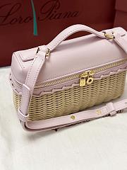 Loro Piana Extra Pocket L19 Wicker Pouch in Light Pink - 11x19x7cm - 6