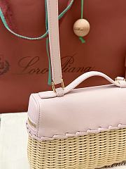 Loro Piana Extra Pocket L19 Wicker Pouch in Light Pink - 11x19x7cm - 4