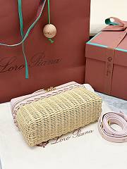 Loro Piana Extra Pocket L19 Wicker Pouch in Light Pink - 11x19x7cm - 5