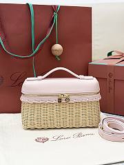 Loro Piana Extra Pocket L19 Wicker Pouch in Light Pink - 11x19x7cm - 2