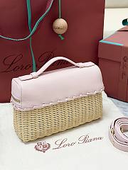 Loro Piana Extra Pocket L19 Wicker Pouch in Light Pink - 11x19x7cm - 3