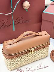 Loro Piana Extra Pocket L19 Wicker Pouch in Cognac - 11x19x7cm - 6