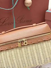 Loro Piana Extra Pocket L19 Wicker Pouch in Cognac - 11x19x7cm - 5