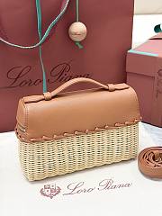 Loro Piana Extra Pocket L19 Wicker Pouch in Cognac - 11x19x7cm - 3