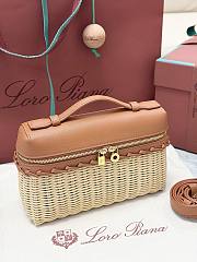 Loro Piana Extra Pocket L19 Wicker Pouch in Cognac - 11x19x7cm - 2