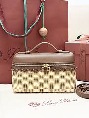 Loro Piana Extra Pocket L19 Wicker Pouch in Brown - 11x19x7cm - 1