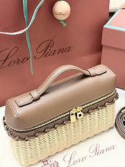 Loro Piana Extra Pocket L19 Wicker Pouch in Brown - 11x19x7cm - 6