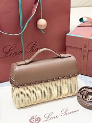 Loro Piana Extra Pocket L19 Wicker Pouch in Brown - 11x19x7cm - 4