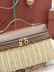 Loro Piana Extra Pocket L19 Wicker Pouch in Brown - 11x19x7cm - 5