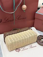 Loro Piana Extra Pocket L19 Wicker Pouch in Brown - 11x19x7cm - 3