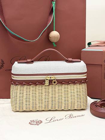 Loro Piana Extra Pocket L19 East-West Wicker Cotton, Linen, Rattan Malt (F7XZ) - 11x19x7cm