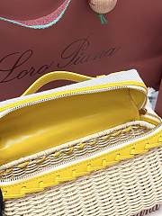 Loro Piana Extra Pocket L19 East-West Wicker Cotton, Linen, Rattan Minty Lemon - 11x19x7cm - 5
