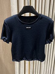 Miumiu Garment-Dyed Cotton Top Navy MT2206 - 5