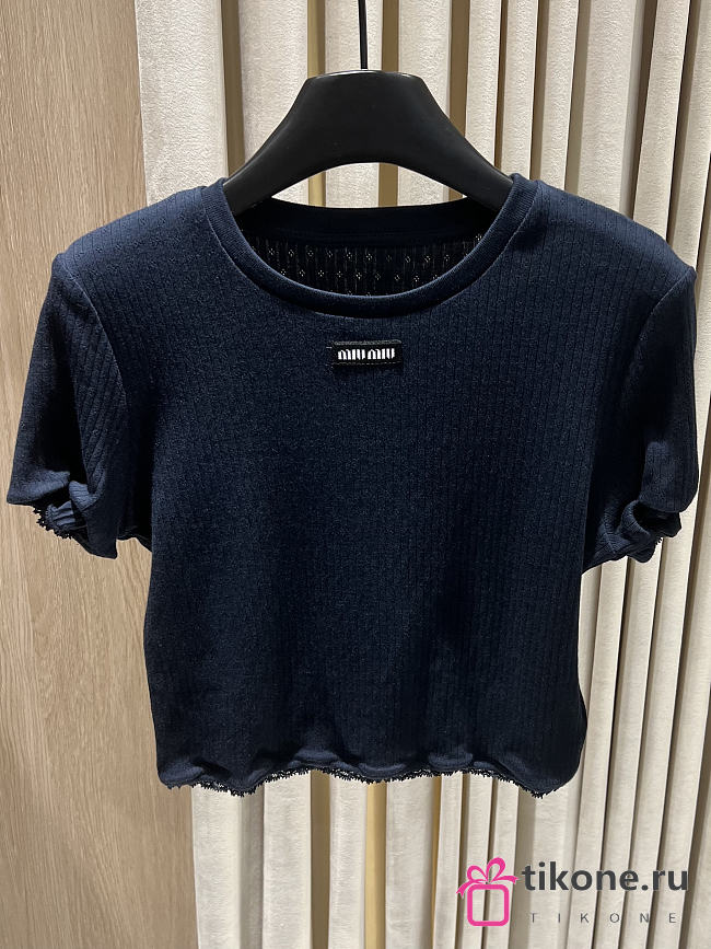 Miumiu Garment-Dyed Cotton Top Navy MT2206 - 1