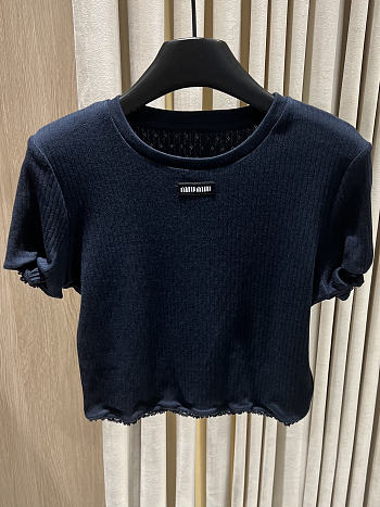 Miumiu Garment-Dyed Cotton Top Navy MT2206