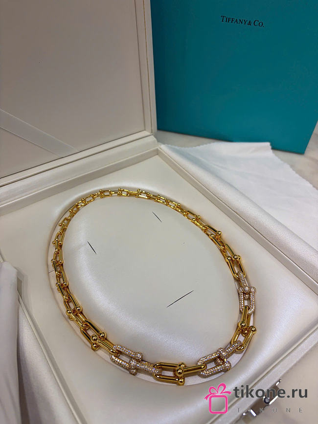Tiffany HardWear Graduated Link Necklace in Yellow Gold with Pavé Diamonds - 1
