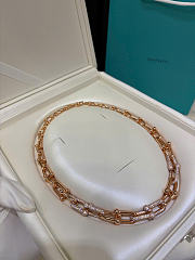 Tiffany HardWear Graduated Link Necklace in Rose Gold with Pavé Diamonds - 1