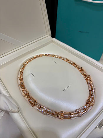 Tiffany HardWear Graduated Link Necklace in Rose Gold with Pavé Diamonds