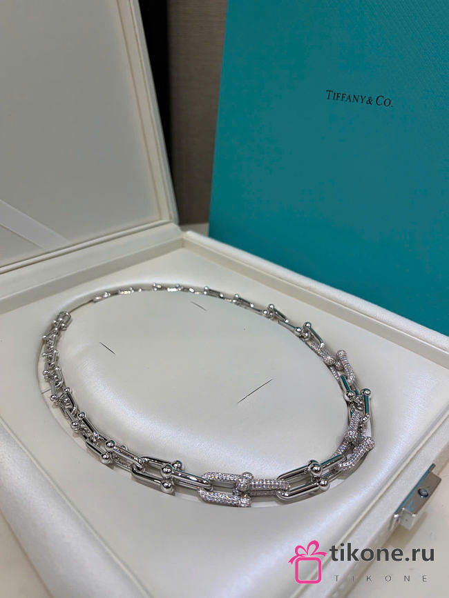 Tiffany HardWear Graduated Link Necklace in White Gold with Pavé Diamonds - 1
