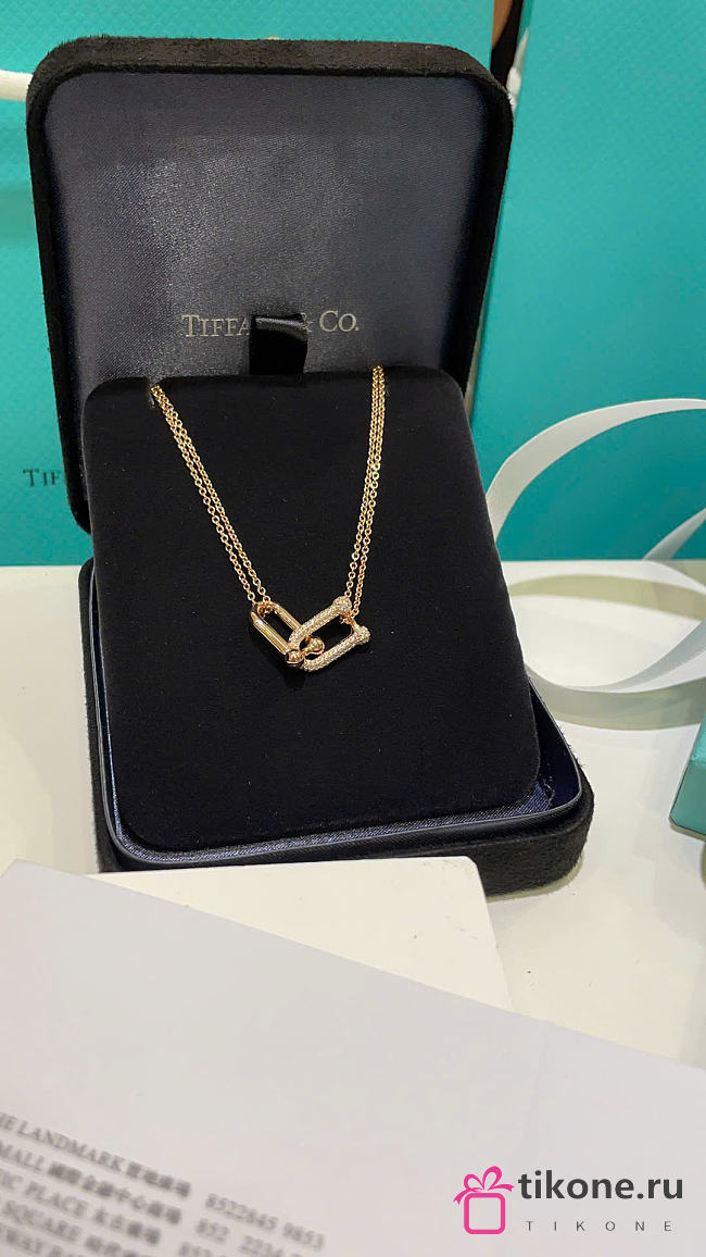 Tiffany HardWear Large Double Link Pendant in Rose Gold with Pavé Diamonds - 1