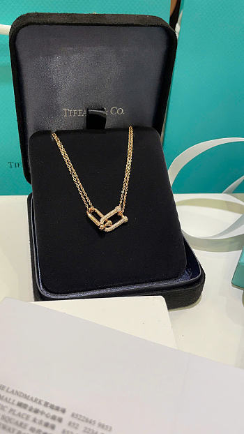 Tiffany HardWear Large Double Link Pendant in Rose Gold with Pavé Diamonds